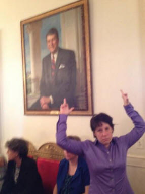 Gay Activists Visiting White House Take Photos of Themselves Flipping Off Reagan Portrait